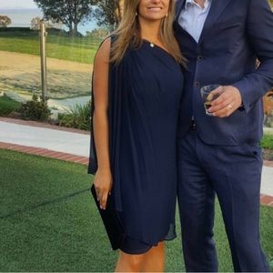 Ralph Lauren Navy One Shoulder Formal Dress